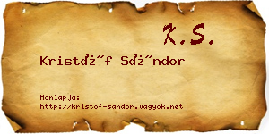 Kristóf Sándor névjegykártya